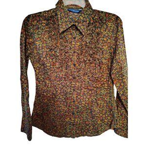 Georg Roth Los Angeles Medium Women's Shirt, Button, Flower Pattern Ruffle